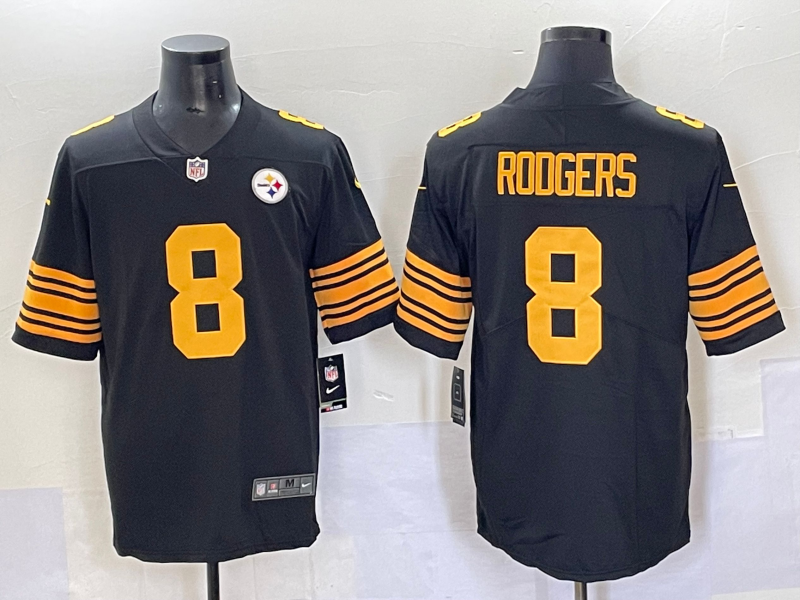 Men Pittsburgh Steelers #8 Rodgers Black Nike Limited NFL 2025 Jersey 001->pittsburgh steelers->NFL Jersey